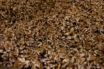 oseup of shelled organic walnut halves