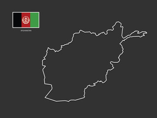 vector Afghanistan map thin line style.