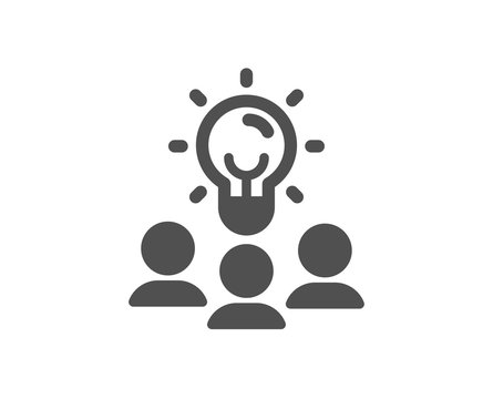 Business idea icon. People group sign. Teamwork meeting symbol. Classic flat style. Quality design element. Simple business idea icon. Vector