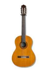 Obraz premium An vertical isolated image with white background of a classical guitar