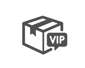 Vip parcel icon. Very important person sign. Member club delivery symbol. Classic flat style. Quality design element. Simple vip parcel icon. Vector