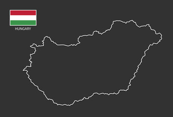 vector Hungary map thin line style.
