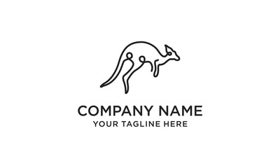 kangaroo logo vector icon illustration line outline monoline