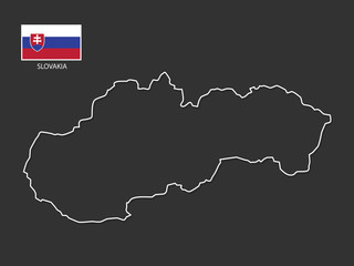 vector Slovakia map thin line style.