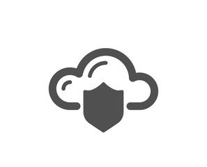 Cloud computing protection icon. Internet data storage sign. File hosting technology symbol. Classic flat style. Quality design element. Simple cloud protection icon. Vector