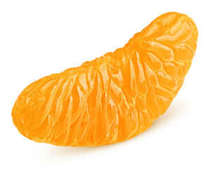 Mandarin lobule isolated on white background, clipping path, full depth of field