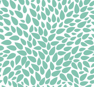 Seamless leaves pattern isolated. Background of green leaves chaotically scattered. For labels, packaging or fabric.