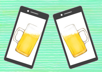 オンライン飲み会-カジュアル-ジョッキ © machi