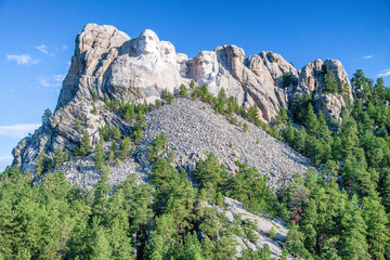 Mount Rushmore on a sunny day, USA