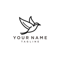 bird  leaf logo vector icon line art outline template