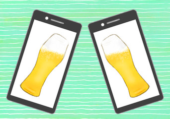 オンライン飲み会-カジュアル-細グラス © machi