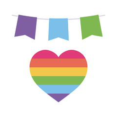 lgtbi heart and banner pennant flat style icon vector design
