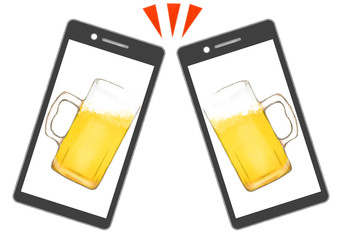 スマホ-飲み会-ジョッキ © machi