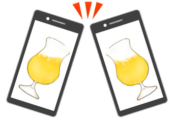 スマホ-飲み会-丸グラス © machi