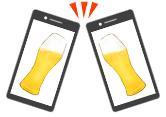 スマホ-飲み会-細グラス © machi