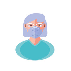 elderly woman with face mask, coronavirus prevention