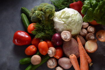 Assortment of fresh vegetables. Healthy food background