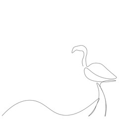 Flamingo silhouette one line drawing vector illustration
