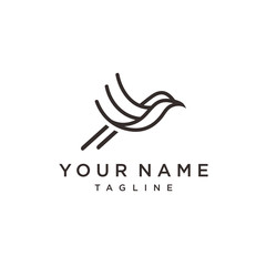 bird  leaf logo vector icon line art outline template