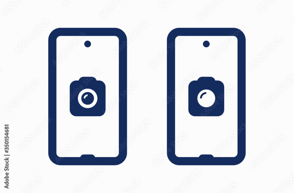Poster smartphone camera line vector icon. photo symbol. phone lens silhouette icons set for web design. ta