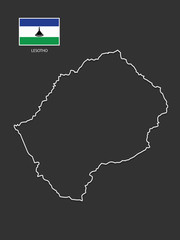 vector Lesotho map thin line style.