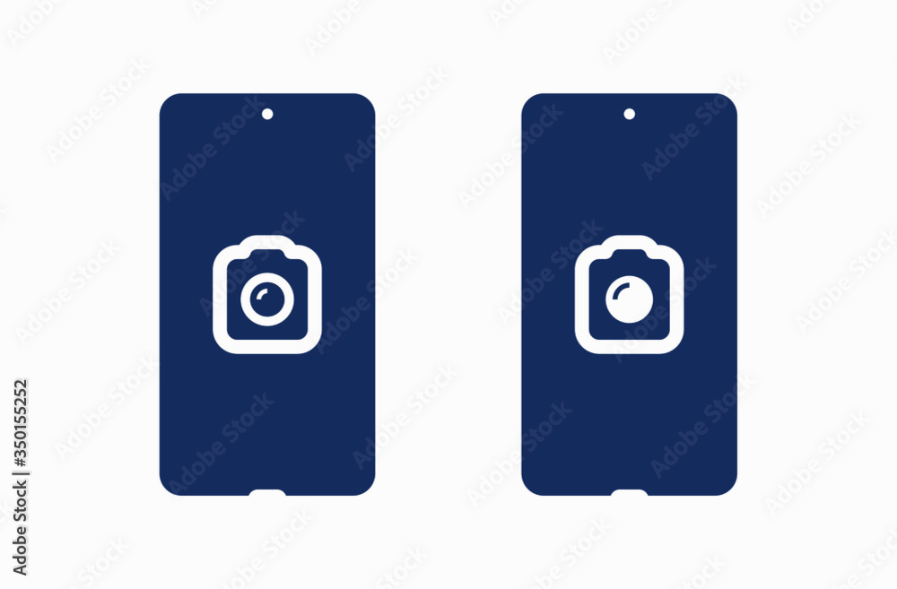 Poster smartphone camera line vector icon. photo symbol. phone lens silhouette icons set for web design. ta