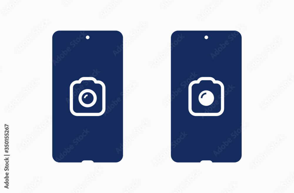 Poster smartphone camera line vector icon. photo symbol. phone lens silhouette icons set for web design. ta