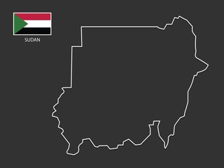 vector Sudan map thin line style.