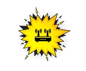 Wifi router icon. Quote speech bubble. Computer component sign. Internet symbol. Quotation marks. Classic wifi icon. Vector