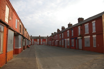 Boarded up terraced houses in Salford
