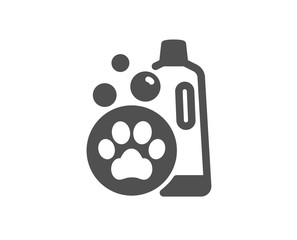 Pet shampoo icon. Pets care sign. Dog cleaning symbol. Classic flat style. Quality design element. Simple pet shampoo icon. Vector