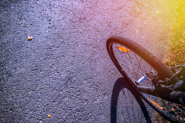 Close-up bicycle and asphalt road