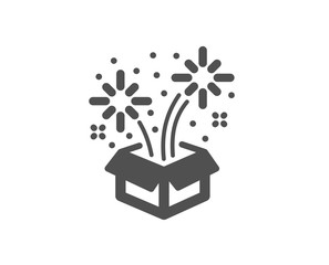 Fireworks icon. Pyrotechnic salute sign. Carnival celebration lights symbol. Classic flat style. Quality design element. Simple fireworks icon. Vector