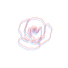 Botanical trendy illustration. Minimalist tattoo or print design. One line beautiful rose flower. Outline drawing. - Vector