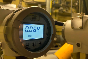 Pipe pressure sensor. Details and close-up