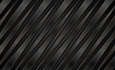 Abstract black bronze corporate graphic design with stripes and lines. Golden deluxe technology background. Geometric vector illustration