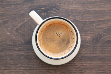 Hot americano coffee on the table