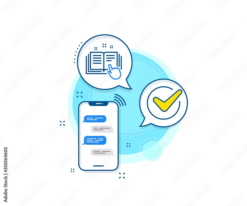 Poster instruction sign. phone messages complex icon. technical documentation line icon. messenger chat scr