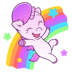 Happy unicorn and rainbow