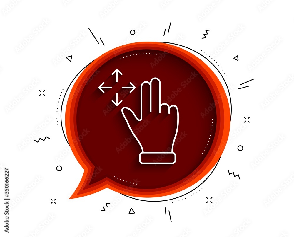 Poster move gesture line icon. chat bubble with shadow. slide arrow sign. swipe action symbol. thin line mo