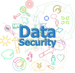 Text Data Security. Protection concept . Simple infographics thin line icons set