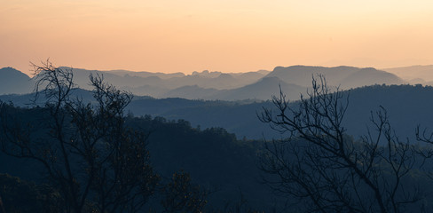Sunset-Mountain in the evening Mountains and evening nature