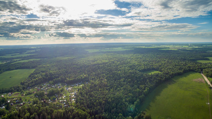Obraz premium village and forest from a bird's eye view