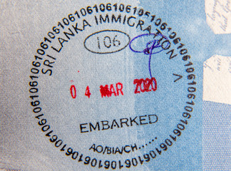 Visa in a US passport for Sri Lanka