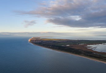 Luftaufnahme von der Nordseeküste und der Insel Sylt