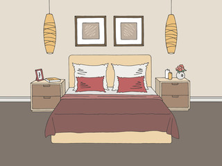 Bedroom graphic color interior sketch illustration vector 