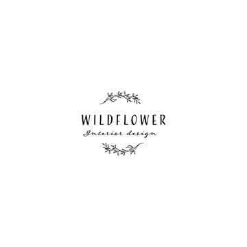 Hand Drawn Feminine Logo. Modern Logo Template for Florist, Photographer, Fashion Blogger, Boutique, Interior Design. Luxury Branding Identity Template. Floral minimal logo. Floral Branch