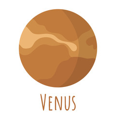 Venus planet for logo, outer space, planet for logo, outer space, symbol. Transparent shadow and lettering.