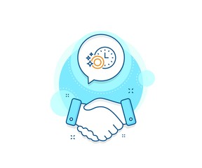 Dishwasher sign. Handshake deal complex icon. Cleaning dishes with Time line icon. Clean tableware sign. Agreement shaking hands banner. Dishwasher timer sign. Vector