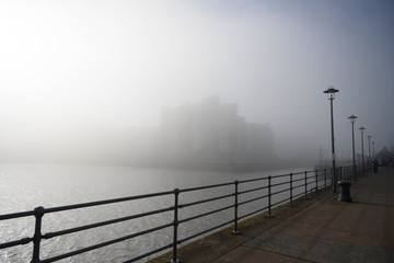 Fototapeta na wymiar Fog over an estuary